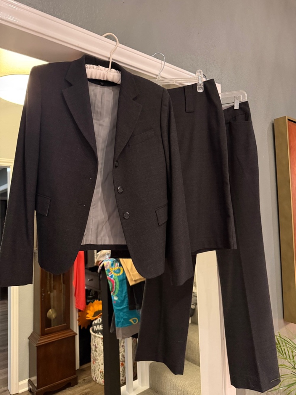 Express Women’s Dark Grey Three-Piece Suit Set - Jacket, Skirt & Pants